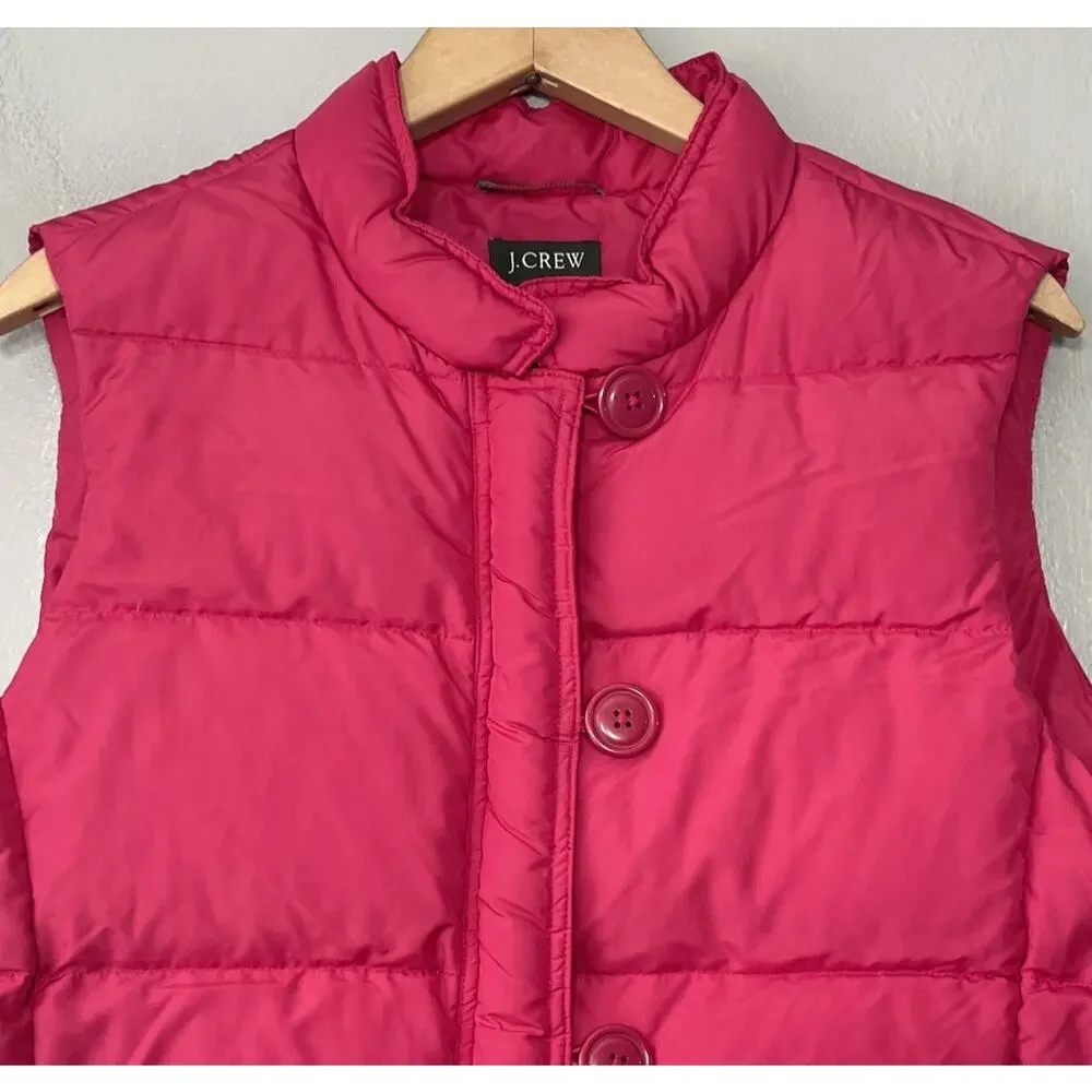 J Crew Down Puffer Vest Size Large Pink Sleeveless Gilet Preppy Dopamine Y2K